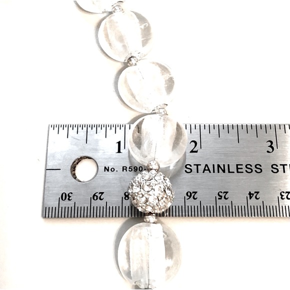 Glass Bead Necklace w/Rhinestone Roller Charm - Picture 6 of 12